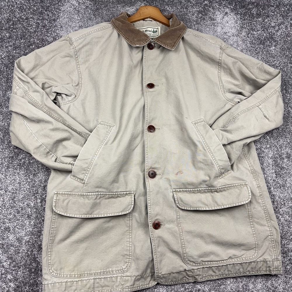 LL Bean Chore Jacket Men's XL Field Coat Outdoors Preppy Tan Khaki Utility